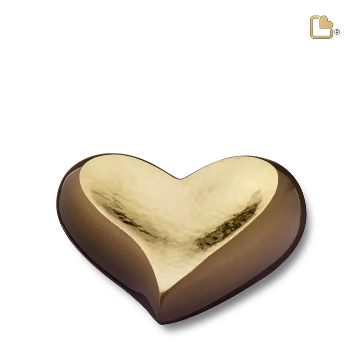 Necklaces LoveUrns Heart Hammered Gold Bronze Cremation Urn