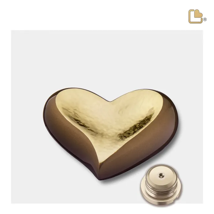 Necklaces LoveUrns Heart Hammered Gold Bronze Cremation Urn