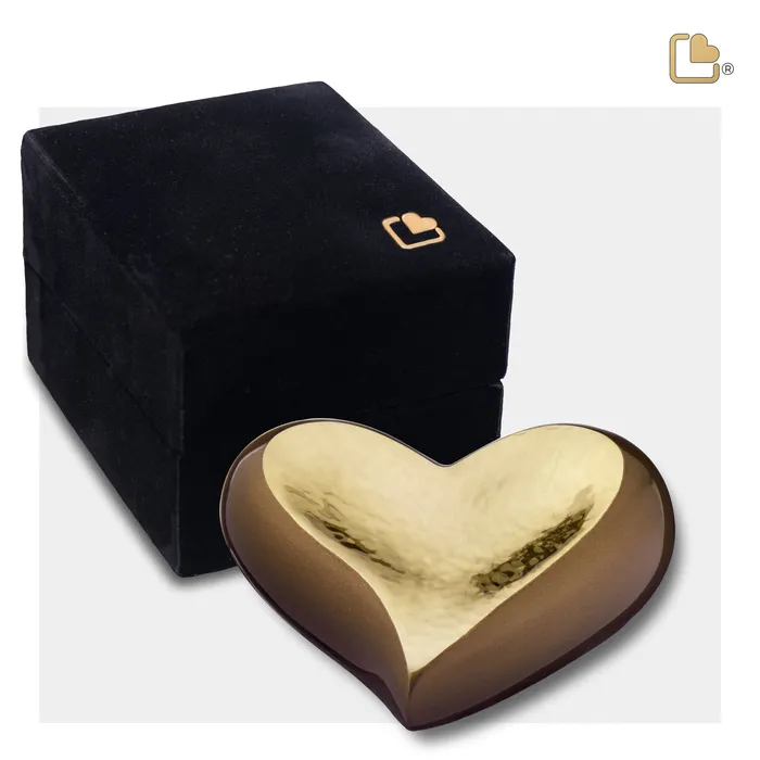 Necklaces LoveUrns Heart Hammered Gold Bronze Cremation Urn