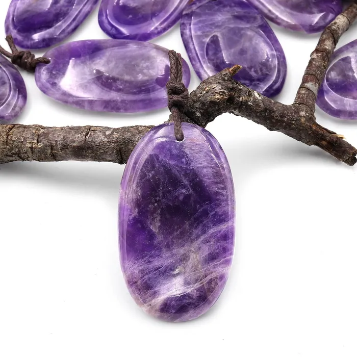 Necklaces Natural Purple Amethyst Pendant Indented Oval Focal Worry Stone Bead A4 Intrinsic Trading Necklaces Natural Purple Amethyst Pendant Indented Oval Focal Worry Stone Bead A4 Intrinsic Trading