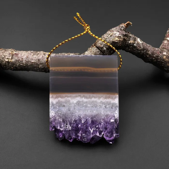 Necklaces Natural Smoky Quartz White Purple Amethyst Stalactite Druzy Pendant Side Drilled Rectangle A1 Intrinsic Trading Necklaces Natural Smoky Quartz White Purple Amethyst Stalactite Druzy Pendant Side Drilled Rectangle A1 Intrinsic Trading