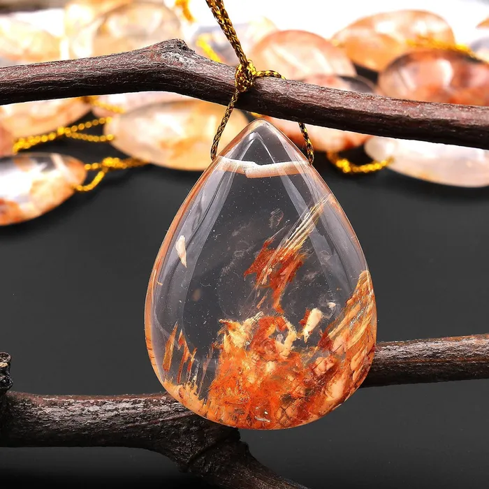 Necklaces Rare Natural Red Phantom Quartz Puffy Teardrop Pendant Side Drilled Gemstone Focal Bead A16 Intrinsic Trading Necklaces Rare Natural Red Phantom Quartz Puffy Teardrop Pendant Side Drilled Gemstone Focal Bead A16 Intrinsic Trading