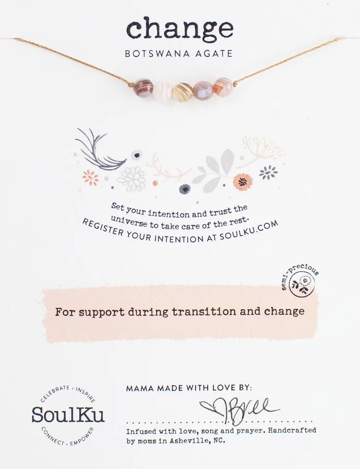 Necklaces SoulKu Botswana Agate Intention Necklace for Change