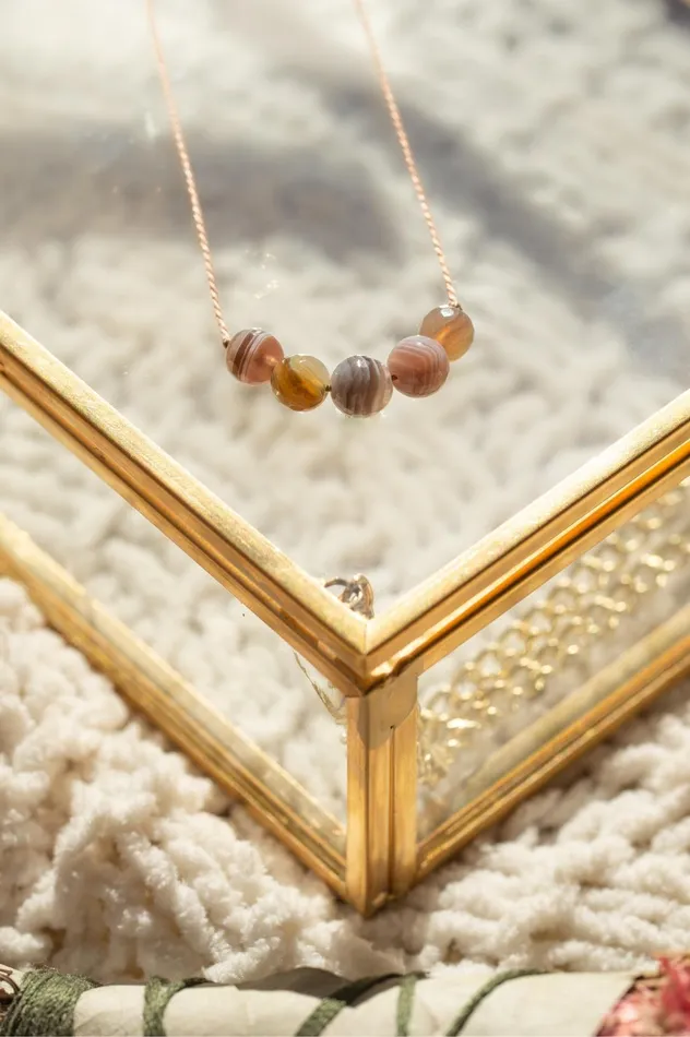 Necklaces SoulKu Botswana Agate Intention Necklace for Change