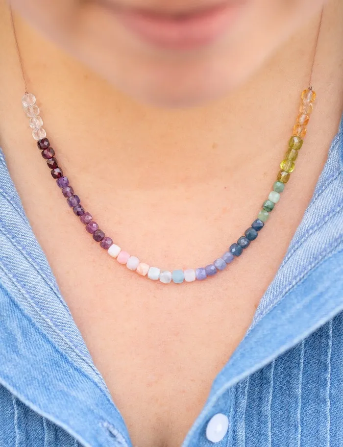Necklaces SoulKu Limited Edition Rainbow Gemstone Necklace for Eternal Radiance