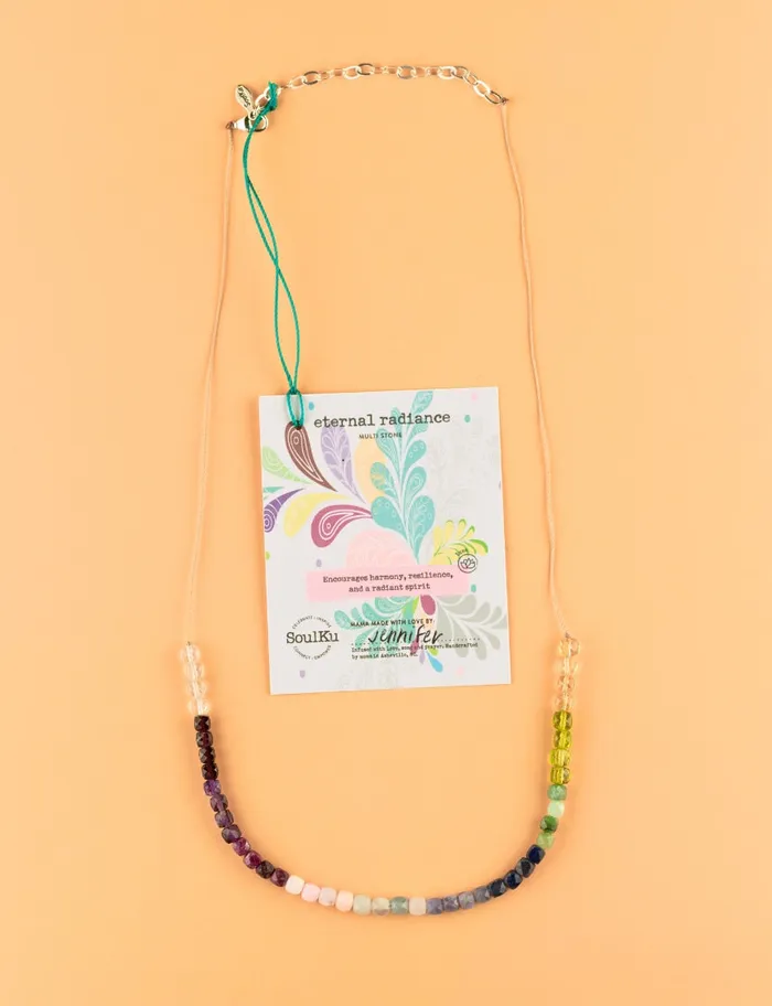 Necklaces SoulKu Limited Edition Rainbow Gemstone Necklace for Eternal Radiance