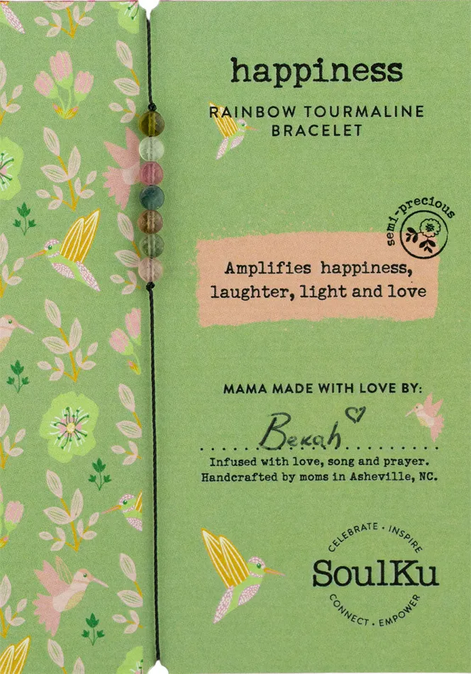Rainbow Tourmaline Hummingbird Adjustable Bracelet for Happiness SoulKu Bracelets Rainbow Tourmaline Hummingbird Adjustable Bracelet for Happiness SoulKu Bracelets