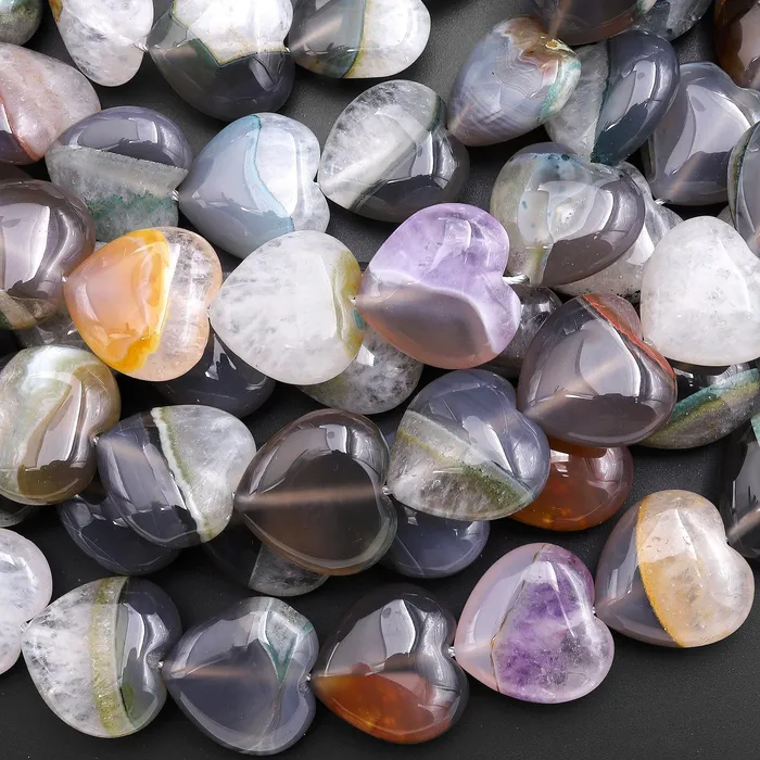 Rare Natural Brazilian Phantom Agate Beads Smooth Heart 20mm Vertically Drilled Gemstone 155 Strand Intrinsic Trading Necklaces Rare Natural Brazilian Phantom Agate Beads Smooth Heart 20mm Vertically Drilled Gemstone 155 Strand Intrinsic Trading Necklaces