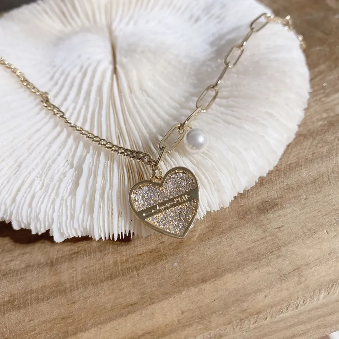 Refined by AnnaKaci Bracelets Heart Pendant Asymmetrical Bracelet with Pearl Refined by AnnaKaci Bracelets Heart Pendant Asymmetrical Bracelet with Pearl