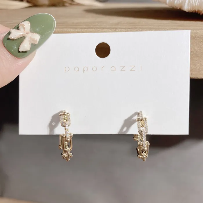 Refined by AnnaKaci Earrings Gold Chain Links Hoop Earrings