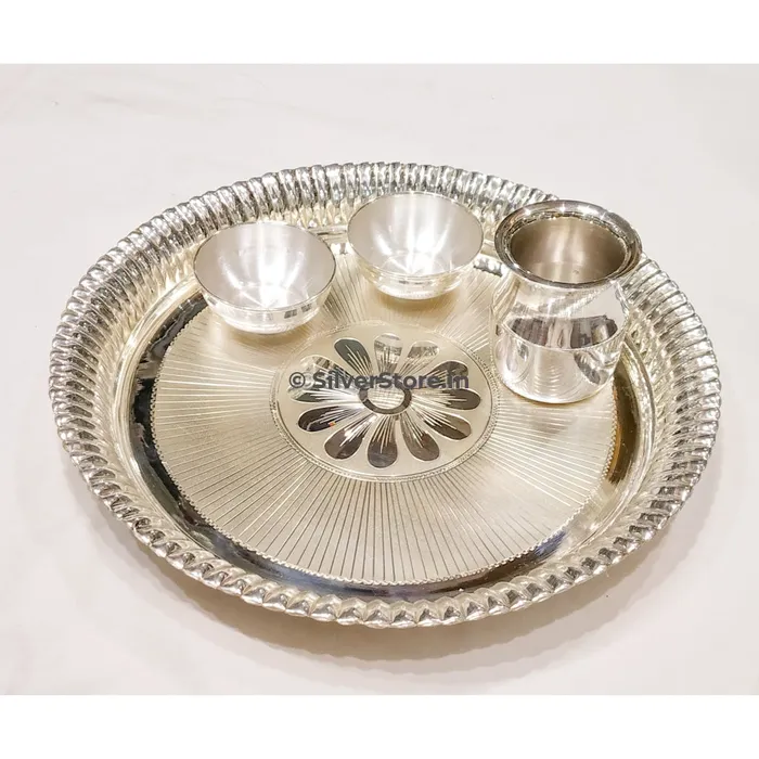 silver Pooja thali 925 silver pack of 4 items silversrorein Necklaces