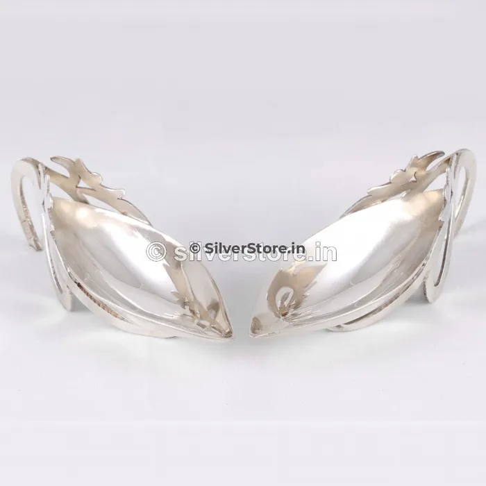 silversrorein Necklaces Silver Diya 925 silver pack of 2 boat pattern diya