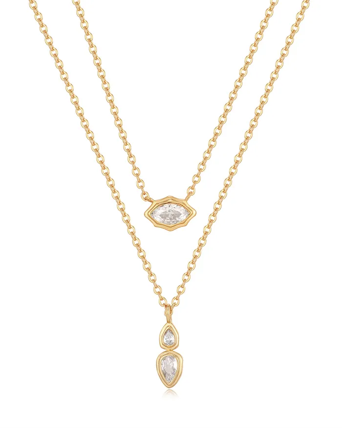 Stellar Bezel Charm Necklace Set Gold Luv Aj Necklaces