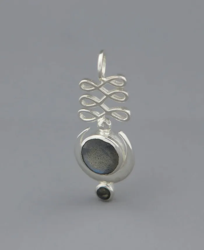 Sterling Silver Unalome Moon Labradorite Pendant Buddha Groove Necklaces