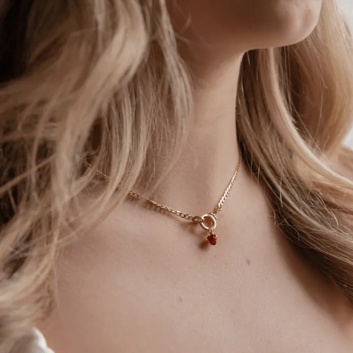 Suetables Charm Necklaces Strawberry Hoop Charm