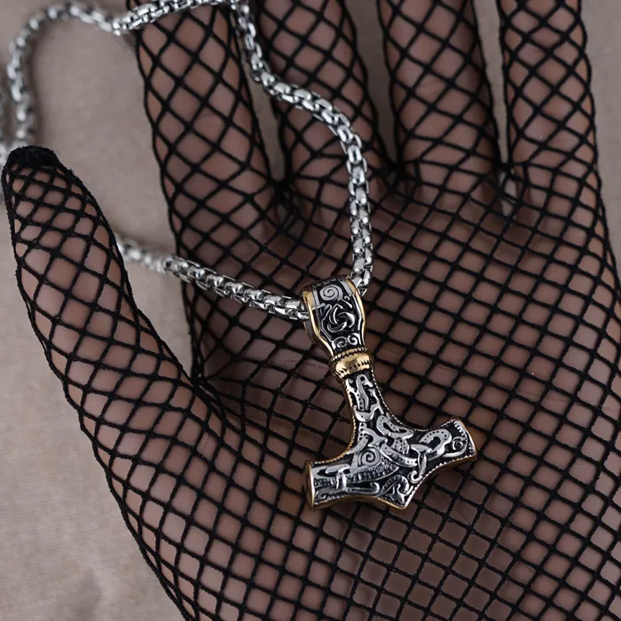 Thors Hammer Silver Gold Captive Collars Earrings
